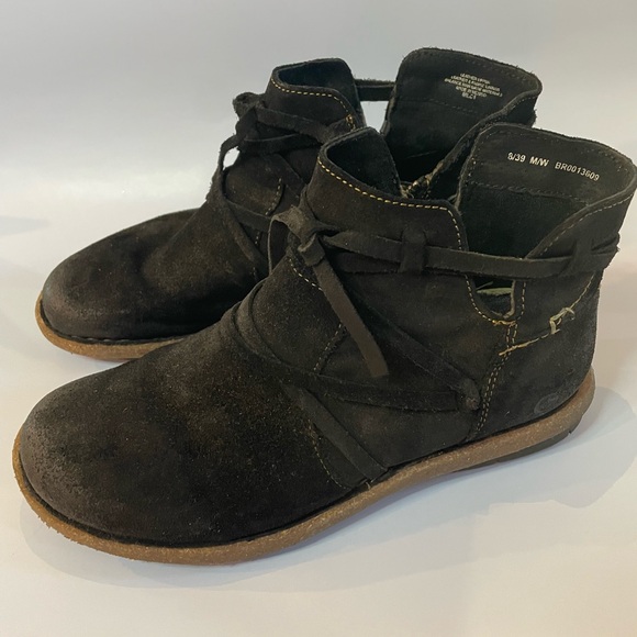 Born Shoes - Born Tarkiln Women’s Ankle Boots Size 8 Black Distressed Suede Leather